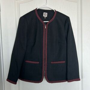 Anne Klein Braided Trim Collarless Jacket Size 4
